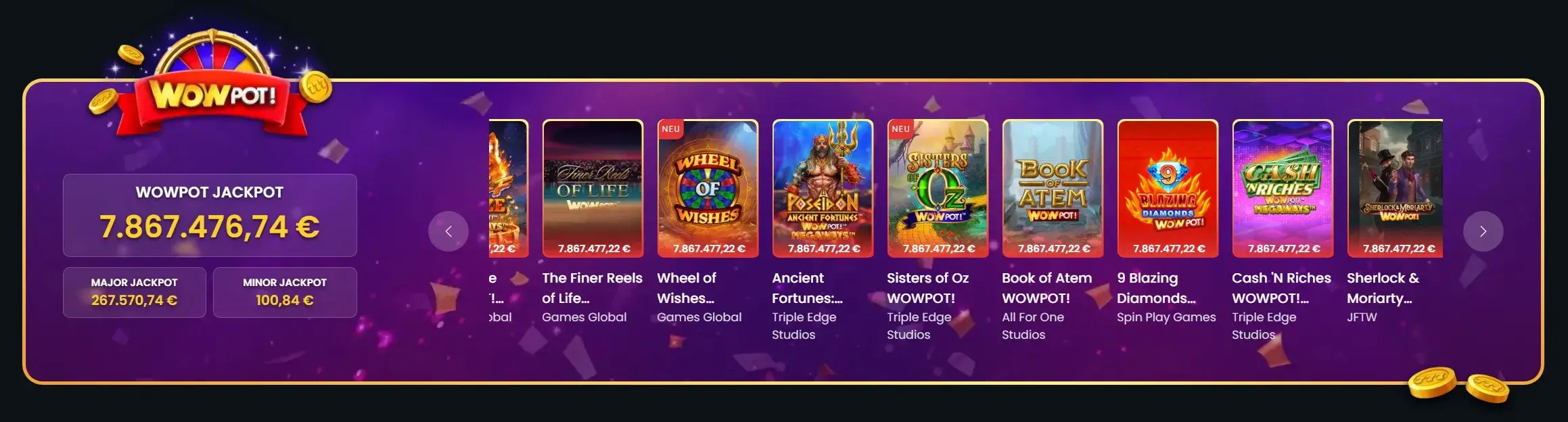 777 Casino wins