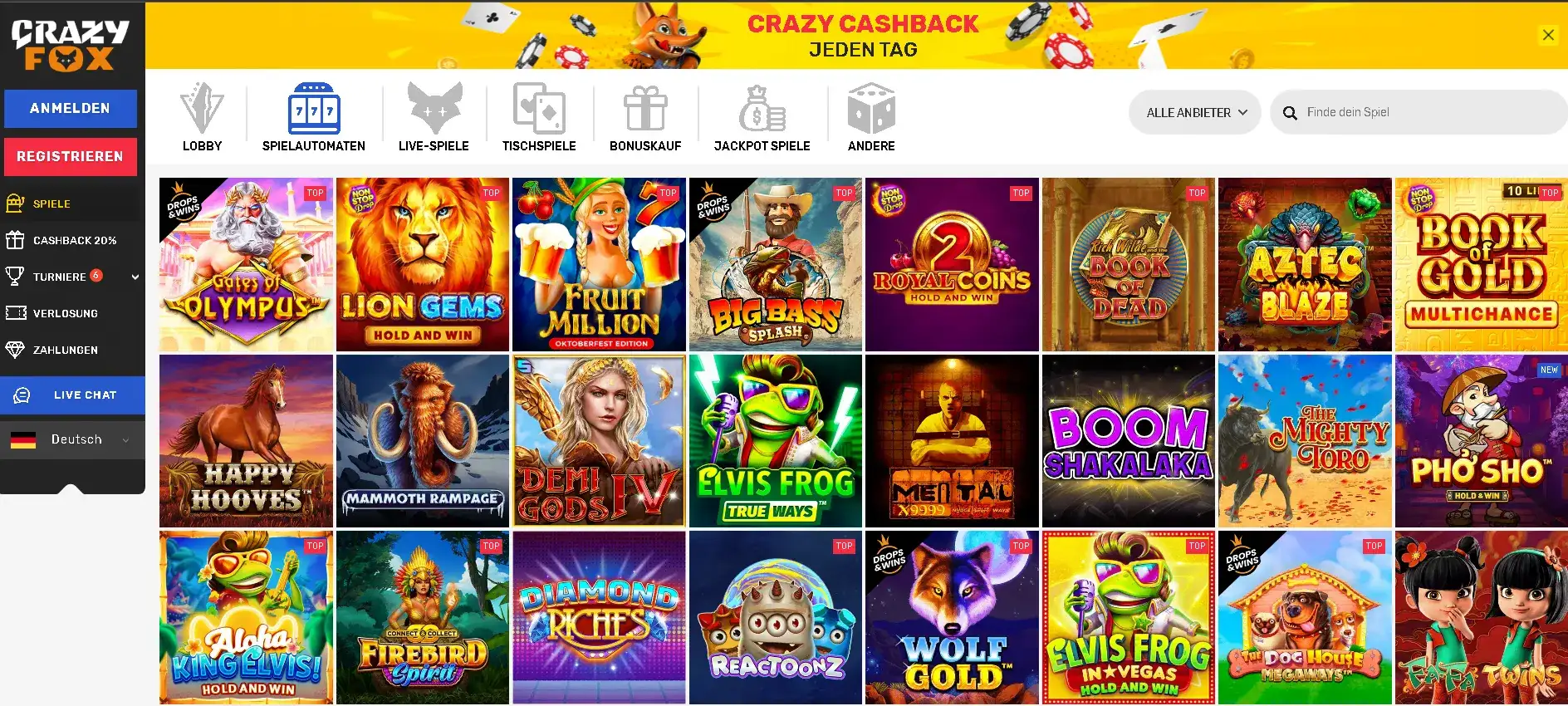 Crazy Fox casino games